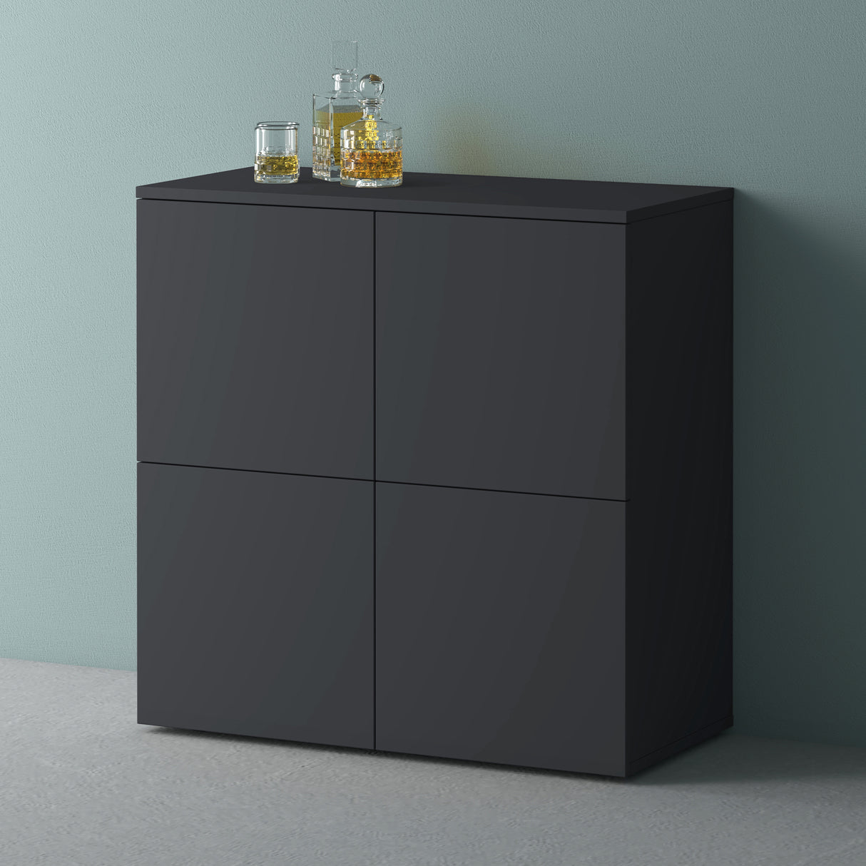 glasvilla Mobile Contenitore con 4 ante e 4 vani per Soggiorno, Sala da Pranzo, Camera da Letto Schrank04