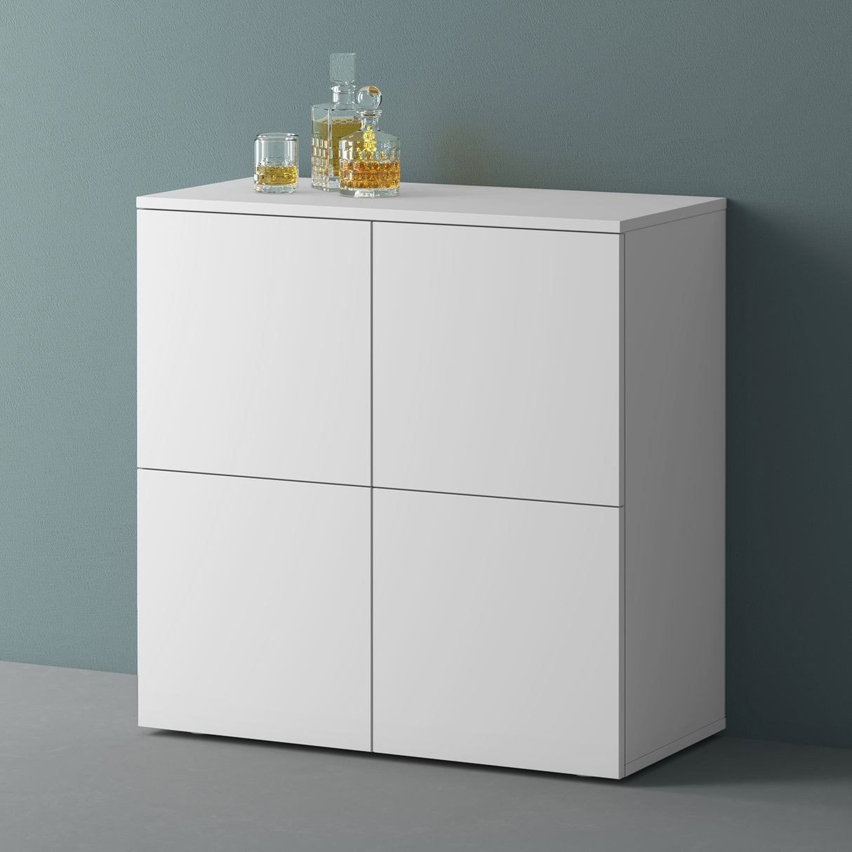 glasvilla Mobile Contenitore con 4 ante e 4 vani per Soggiorno, Sala da Pranzo, Camera da Letto Schrank04