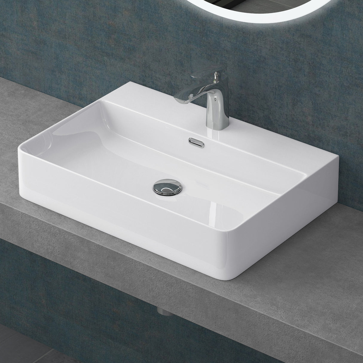 glasvilla Lavabo da Appoggio in Ceramica Lavabo Bagno Sospeso Lavandino Bagno con Nano Rivestimenti Meissen201