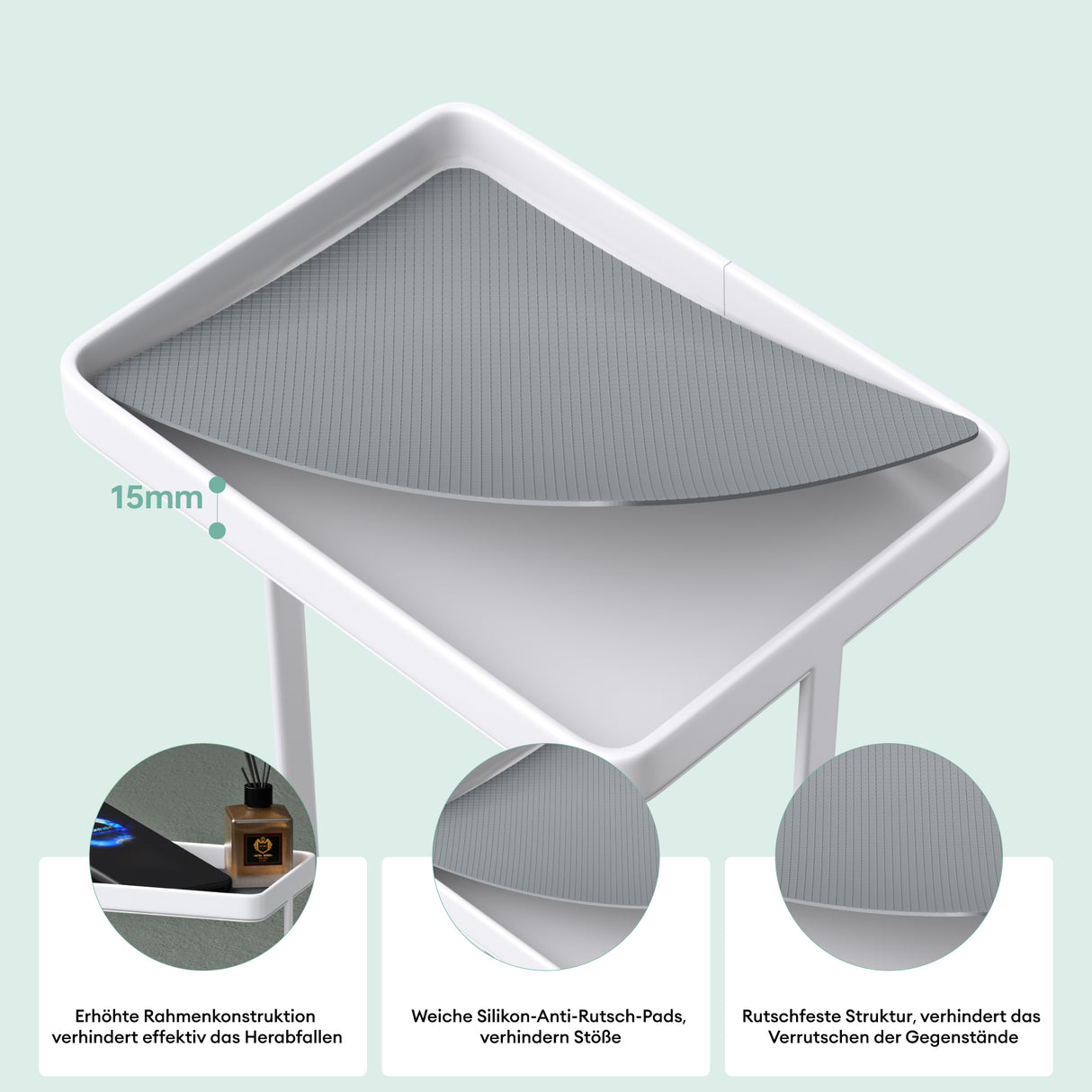 Porte-papier toilette sur pied Glasvilla avec étagère, support pour rouleau de papier toilette, 16 x 12 x 52 cm, Reglo-04