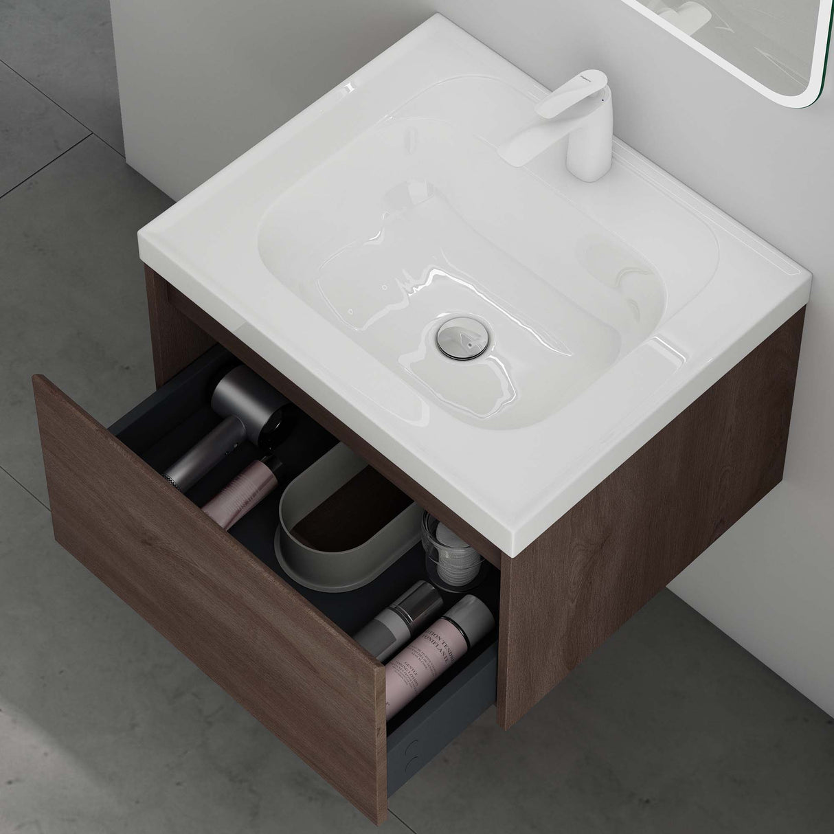 conjunto de muebles de baño glasvilla mueble bajo lavabo con lavabo de mineral Salerno