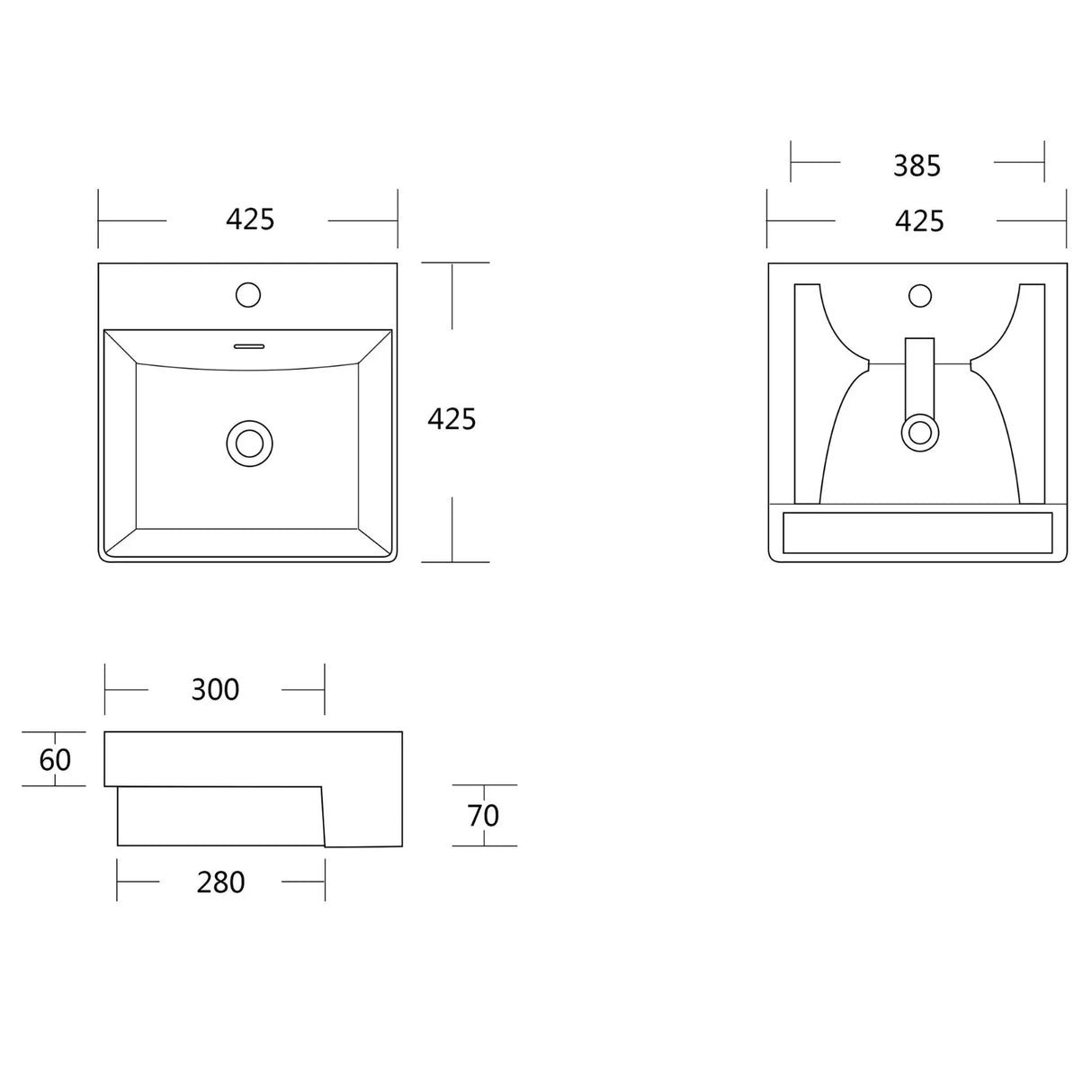 glasvilla Lavabo da Appoggio in Ceramica Lavabo Incasso Lavandino Bagno Rettangolare con Nano Rivestimenti Brüssel702