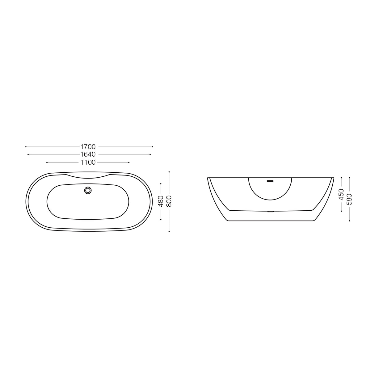 glasvilla Bañera Independiente Rectangular Acrílico Sanitario con Grifería Bañera de Pie