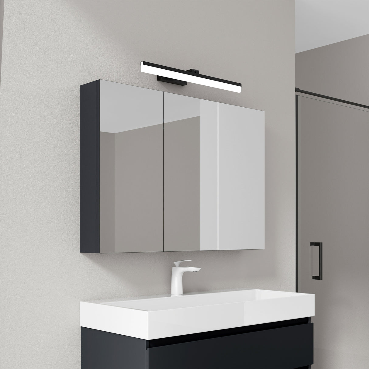 glasvilla Espejo armario de baño con iluminación armario de baño con lámpara de espejo lámpara de espejo 180° giratoria LED lámpara de baño Luxaris
