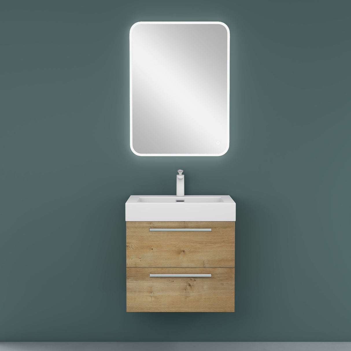 Ensemble de meubles de salle de bain Glasvilla comprenant un meuble-lavabo avec meuble bas et vasque en fonte minérale Quadratto