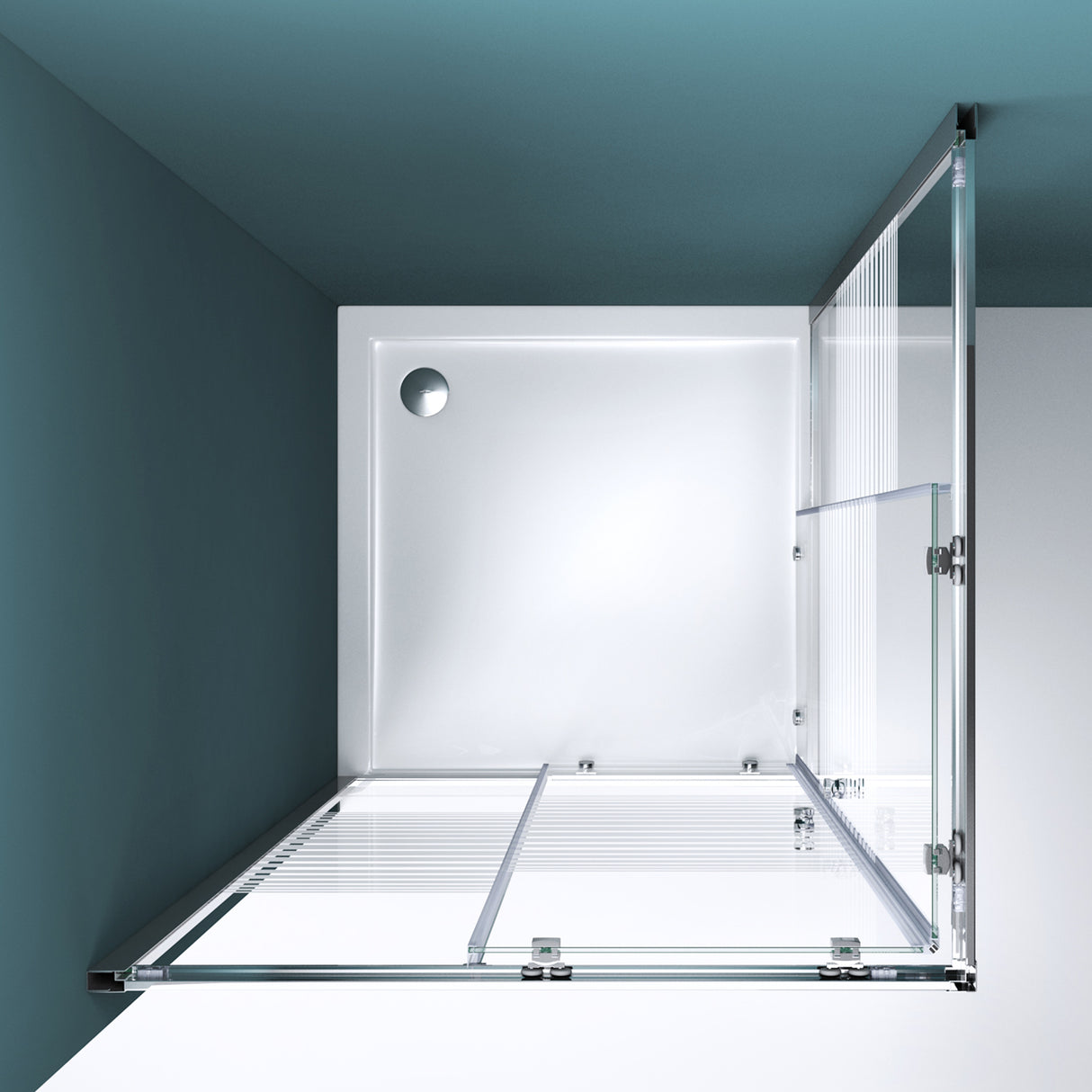 cabina de ducha glasvilla con puerta corredera doble puerta de ducha entrada de esquina vidrio templado efecto loto 6mm vidrio de seguridad ESG Ravenna16MS