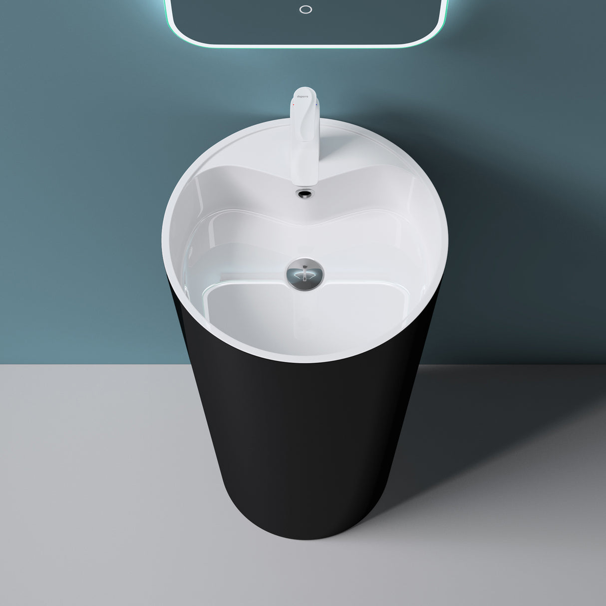 Lavabo sur pied Glasvilla Design en matériau minéral moulé, vasque, meuble-lavabo, espace lavabo Col35