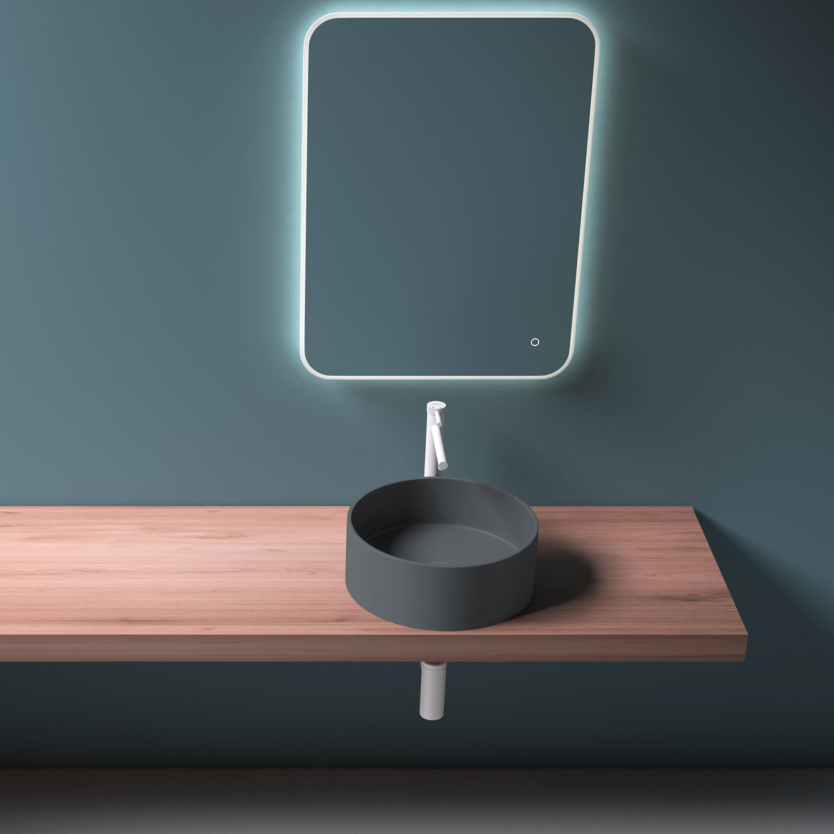 glasvilla 40x40x15cm Waschbecken rund Col804 Aufsatzwaschbecken ohne Hahnloch und Überlauf