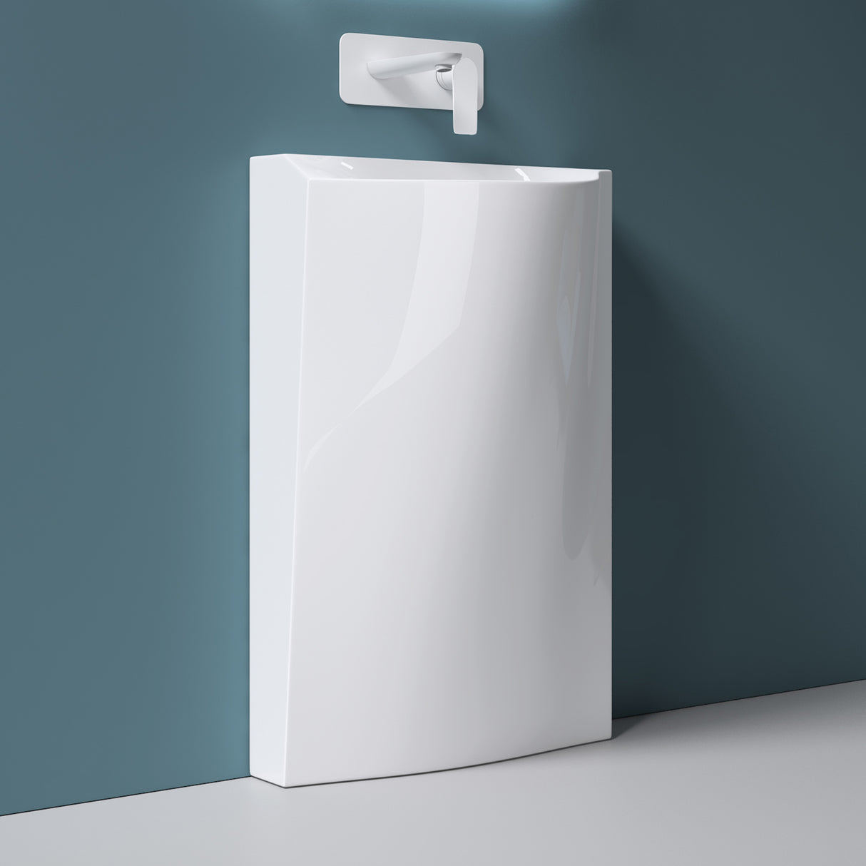 lavabo de diseño glasvilla freestanding Col37 blanco, de mineral, lavabo, BTH: 55x34x85cm