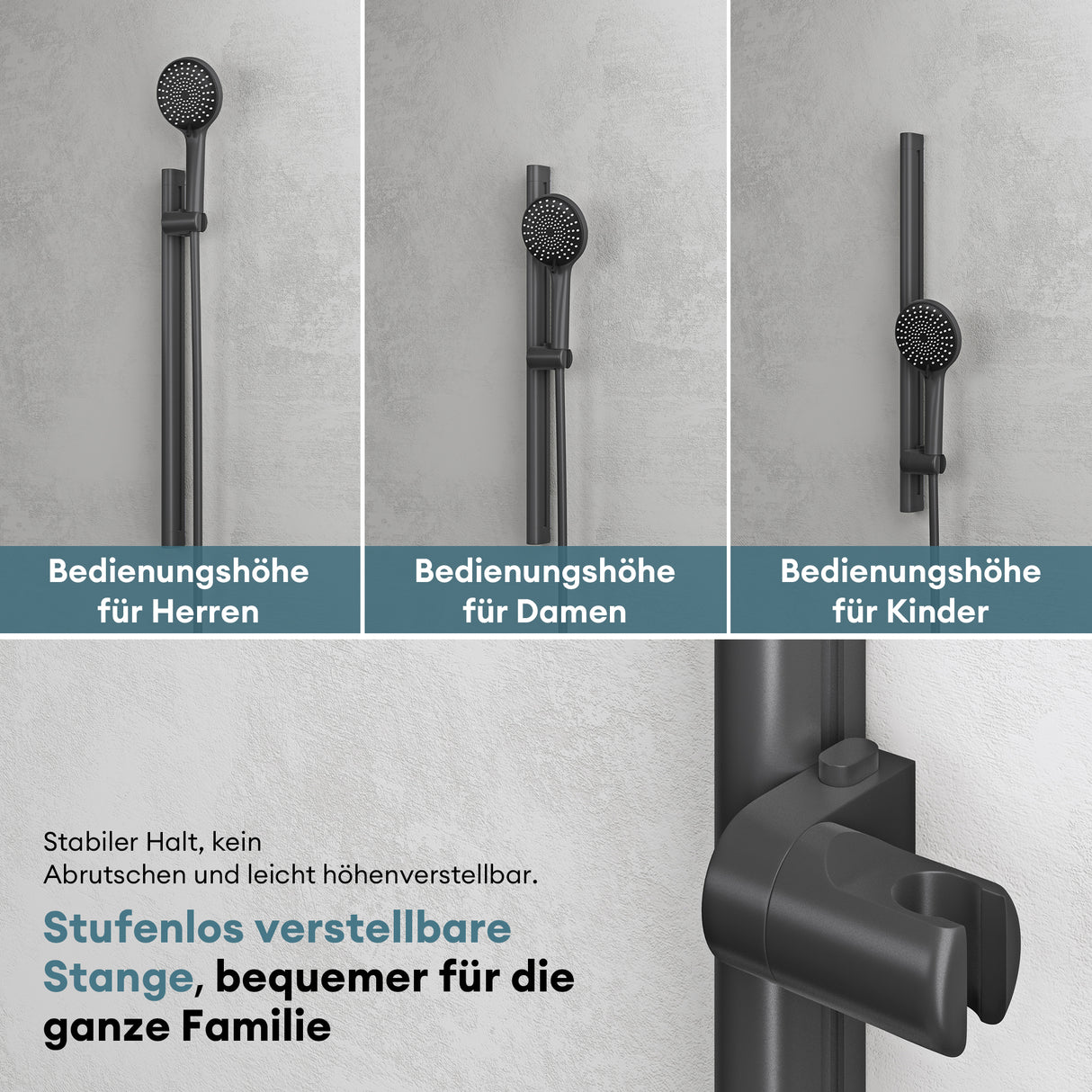 sistema de ducha glasvilla con termostato, conjunto completo de grifería de ducha con bloqueo de seguridad, ducha regulable en altura con 3 tipos de chorro y salida inferior de latón sistema de ducha9