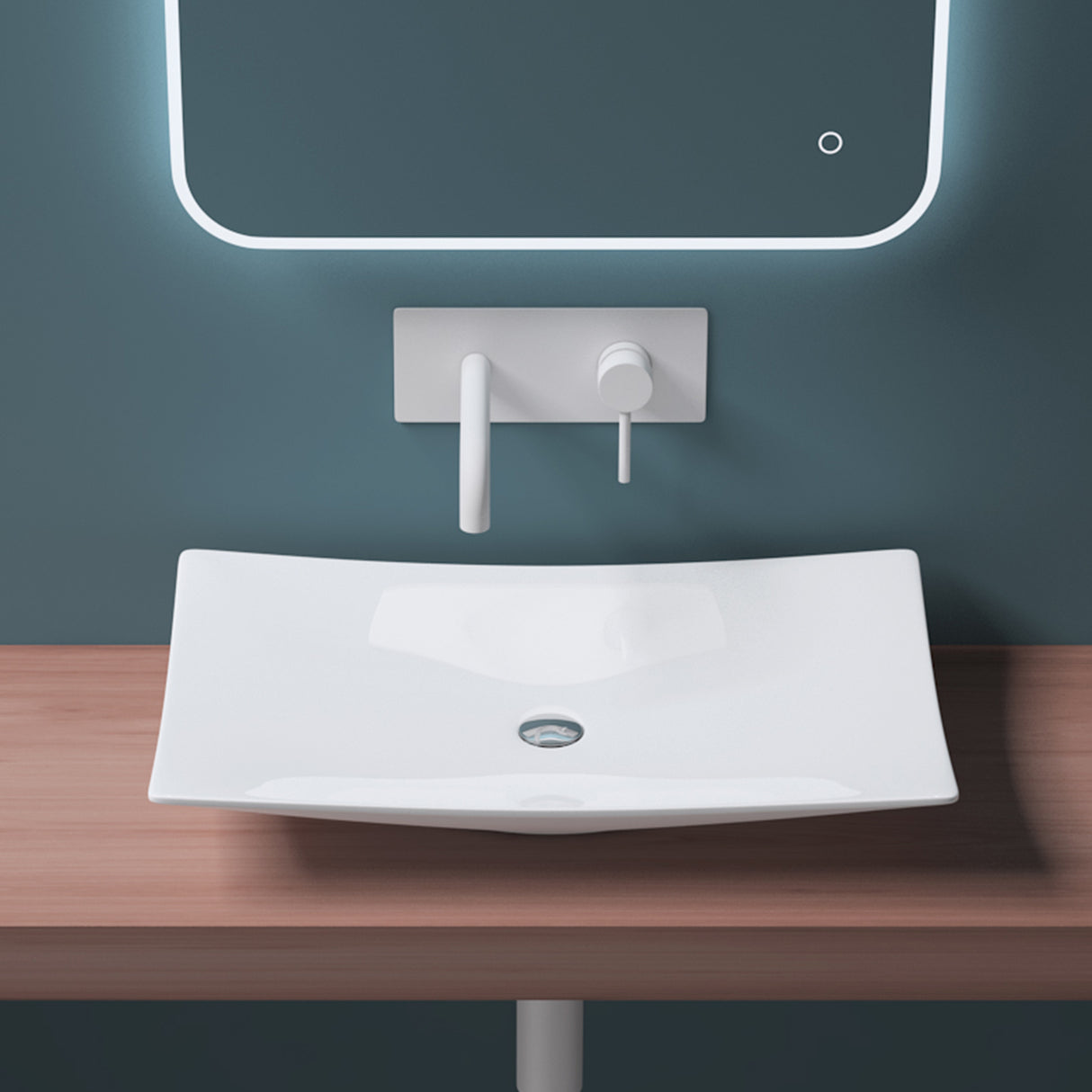 glasvilla Lavabo da Appoggio in Ceramica Lavandino Bagno Bianco Nano Rivestimenti inclusi Brüssel5096