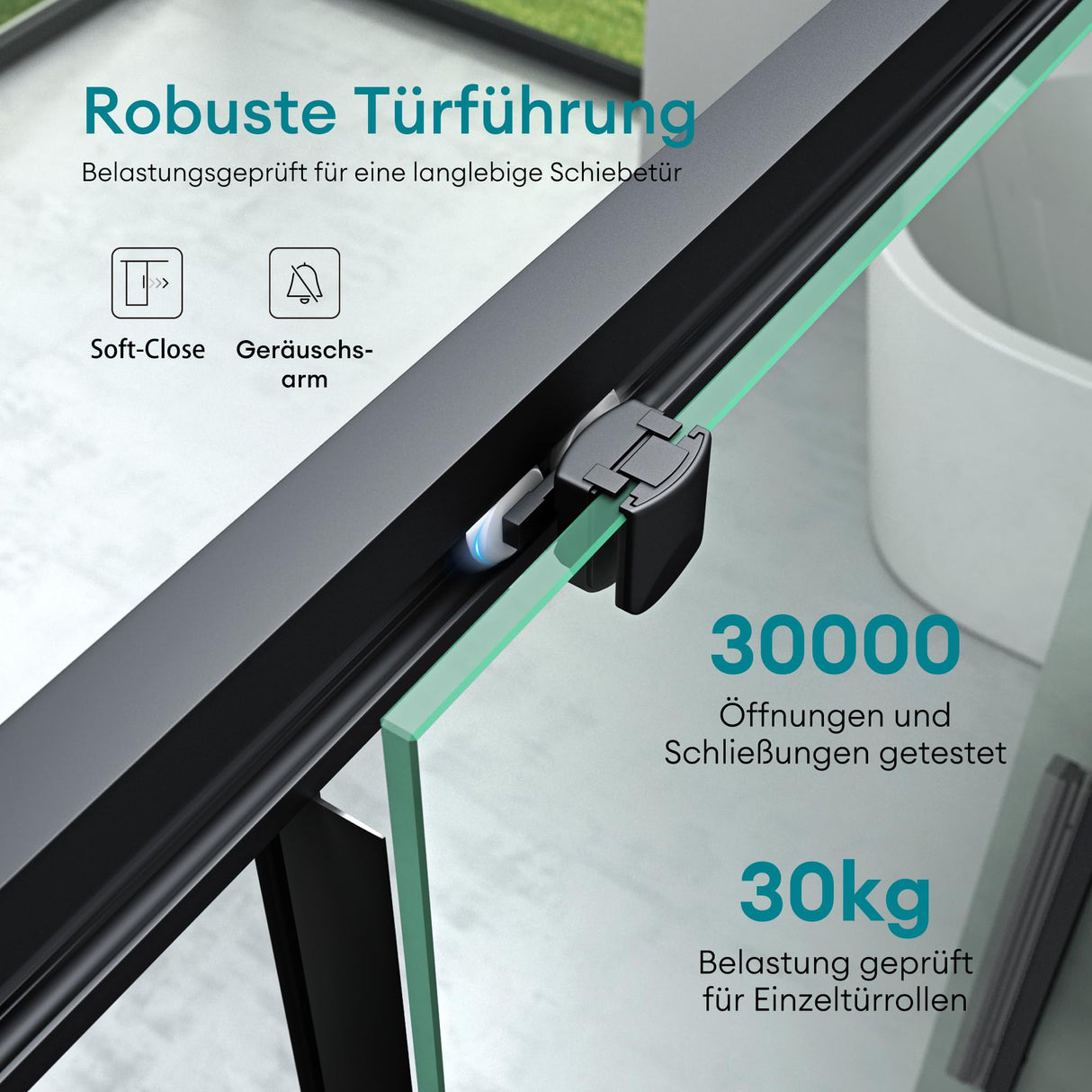 glasvilla Porte de Douche Porte de Niche Paroi de Douche Cabine de Douche Porte Coulissante Verre de Sécurité ESG 6mm Teramo12K