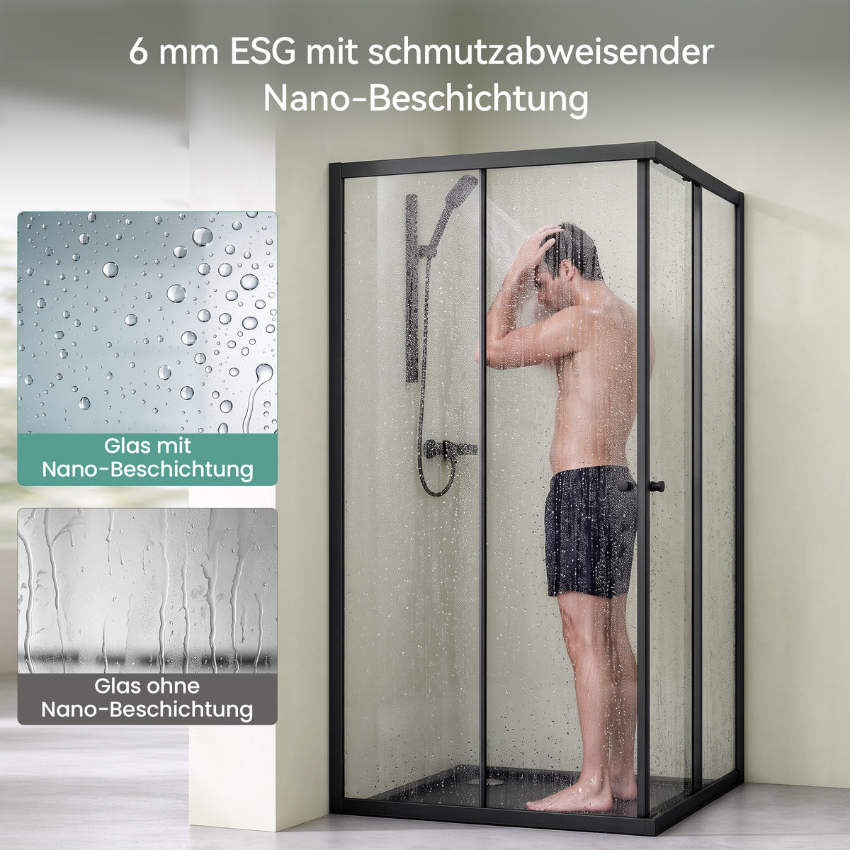 glasvilla Box doccia Angolare in Vetro, Cabina Bagno con Doppia Porta Scorrevole Box Doccia in Vetro di Sicurezza Temperato da 6 mm, Ravenna16K