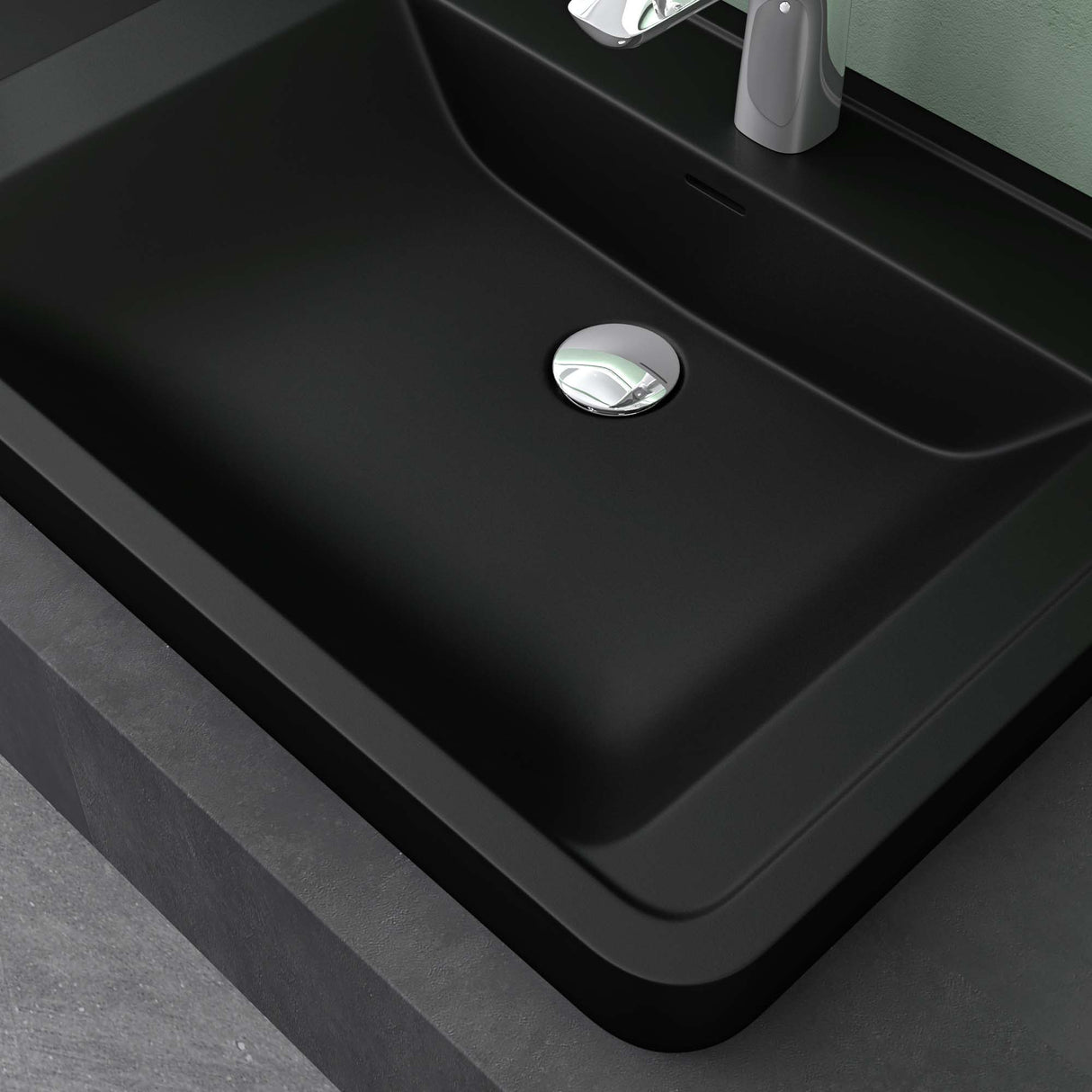 glasvilla Lavabo Lavabo empotrado Cuenca rectangular de mineral con desbordamiento Col8