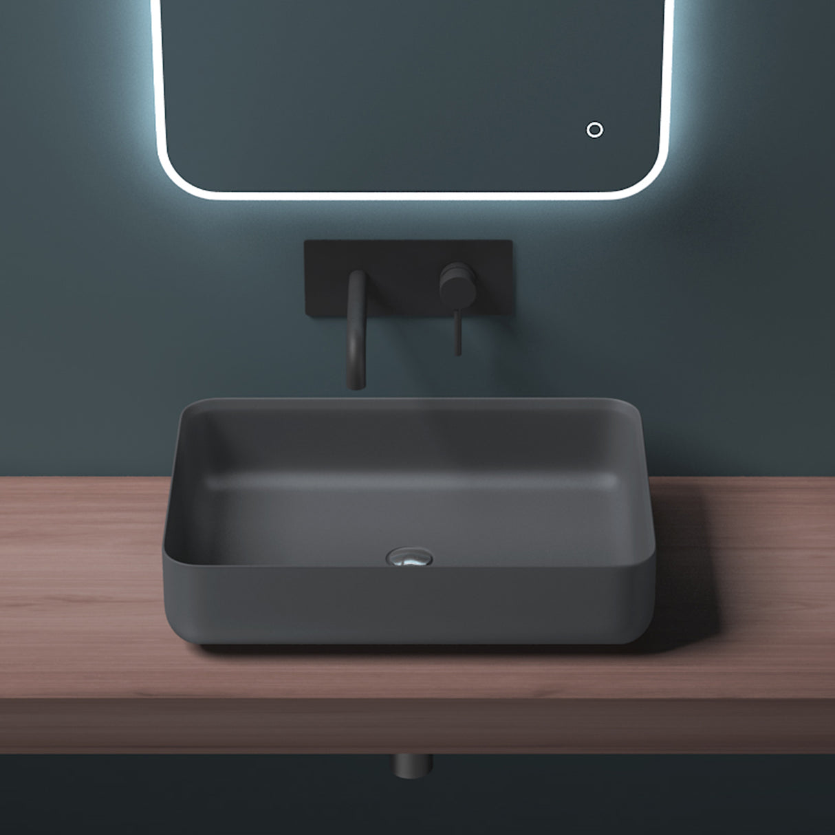 glasvilla Lavabo Lavabo de Encimera Mineral de Resina Rectangular Cuenco de Lavabo Mueble de Lavabo Col812