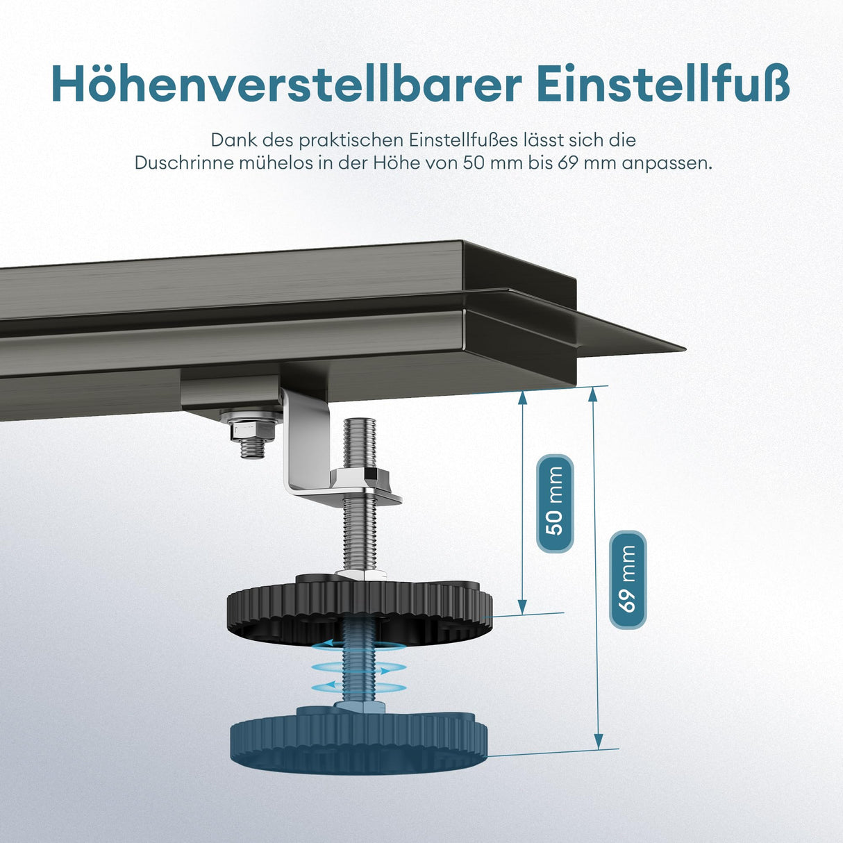 glasvilla Duschrinne desagüe de suelo de acero inoxidable | conjunto completo de canal de desagüe para baño | desagüe apto para azulejos 35L/min | filtro de pelo KE110