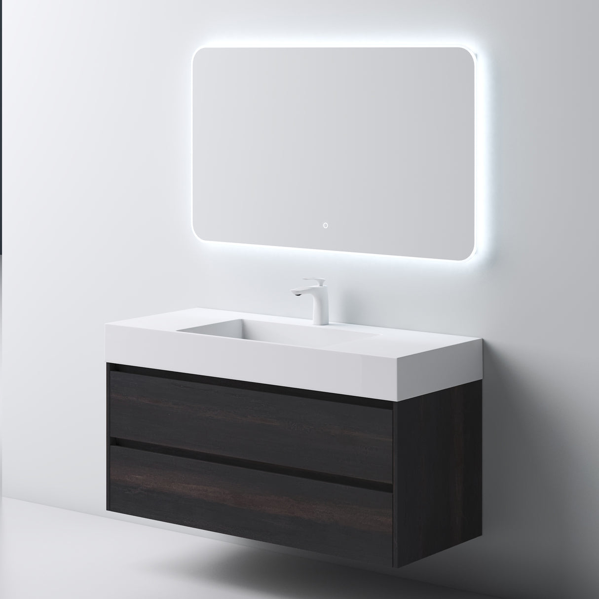 conjunto de muebles de baño glasvilla mueble bajo lavabo 120x48x63cm con 2 cajones incluido lavabo Deep