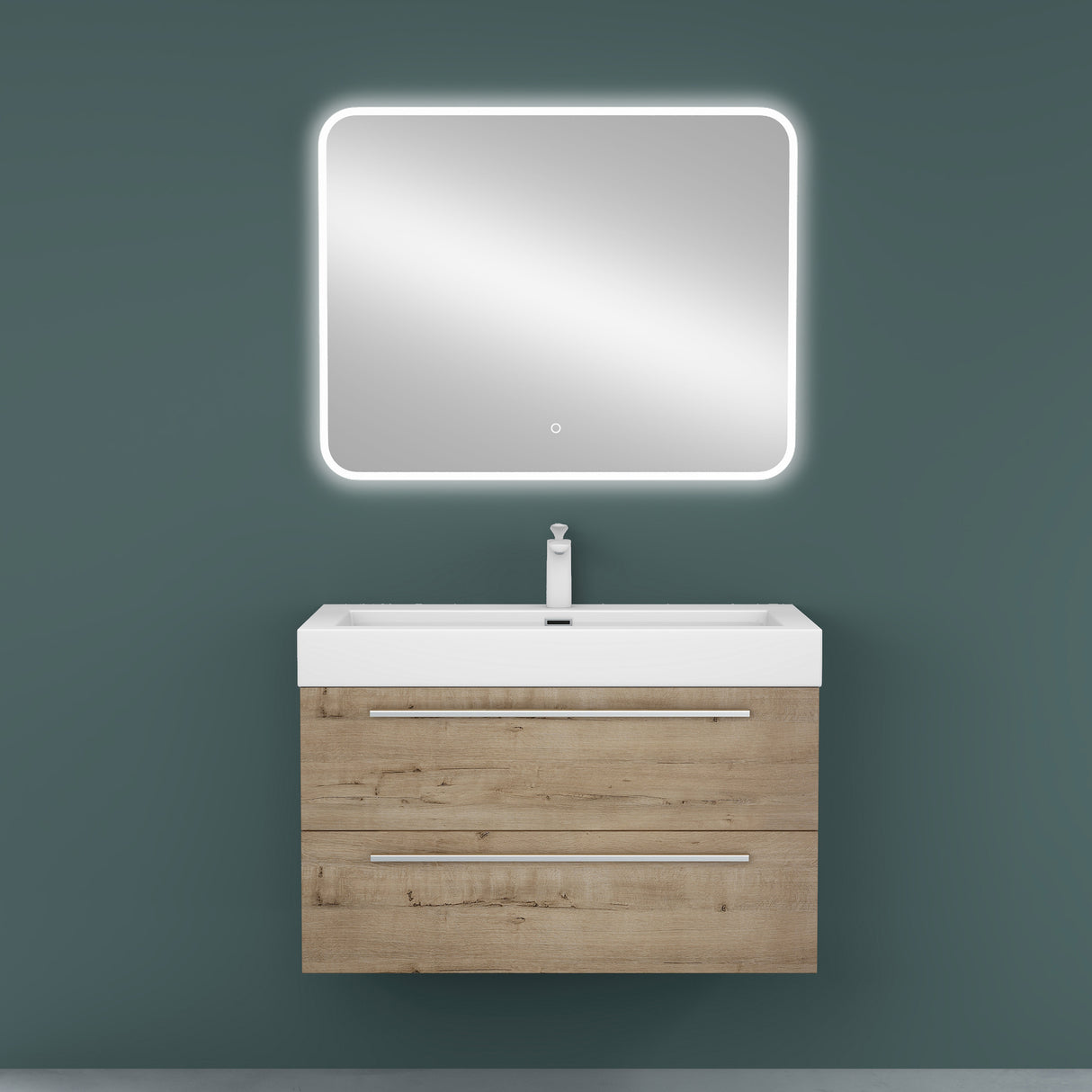 Ensemble de meubles de salle de bain Glasvilla comprenant un meuble-lavabo avec meuble bas et vasque en fonte minérale Quadratto