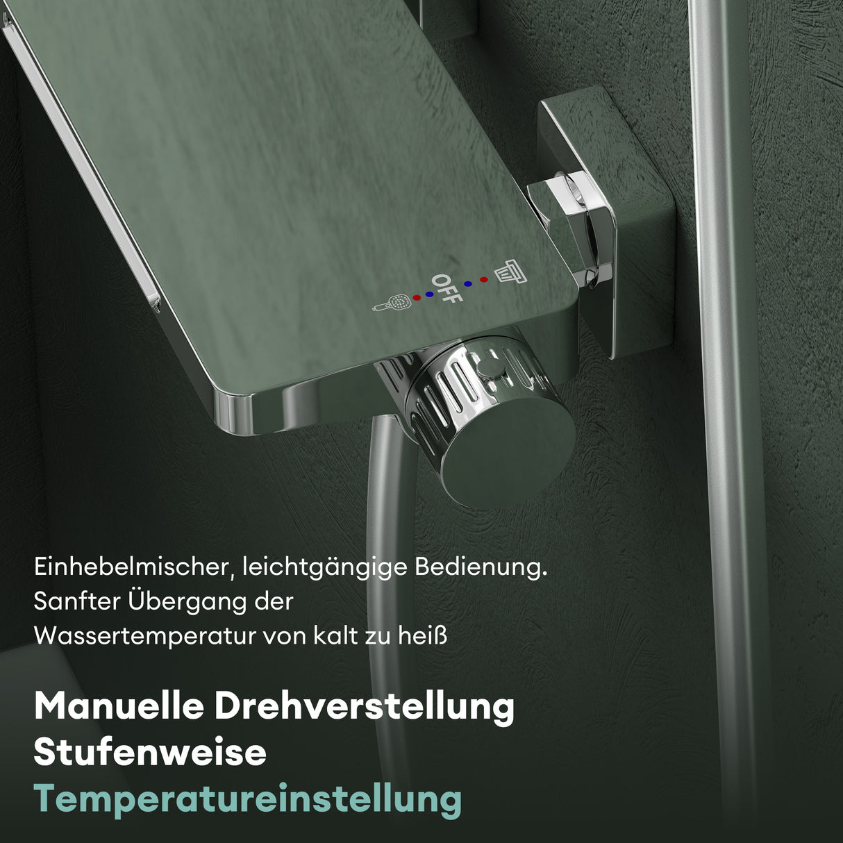 glasvilla Badewannenarmatur mit Handbrause Wasserfall Wannenarmatur Strahlarten Handbrause aus Messing inkl. Brausestange und Brauseschlauch