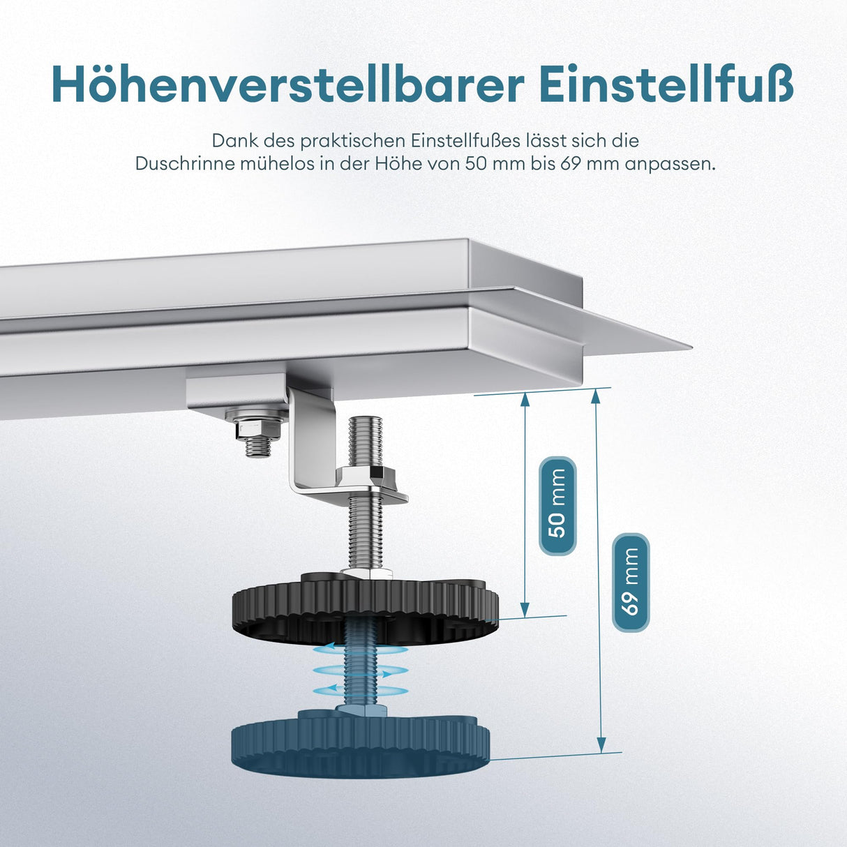 glasvilla Duschrinne desagüe de suelo de acero inoxidable | conjunto completo de canal de desagüe para baño | desagüe apto para azulejos 35L/min | filtro de pelo KE110