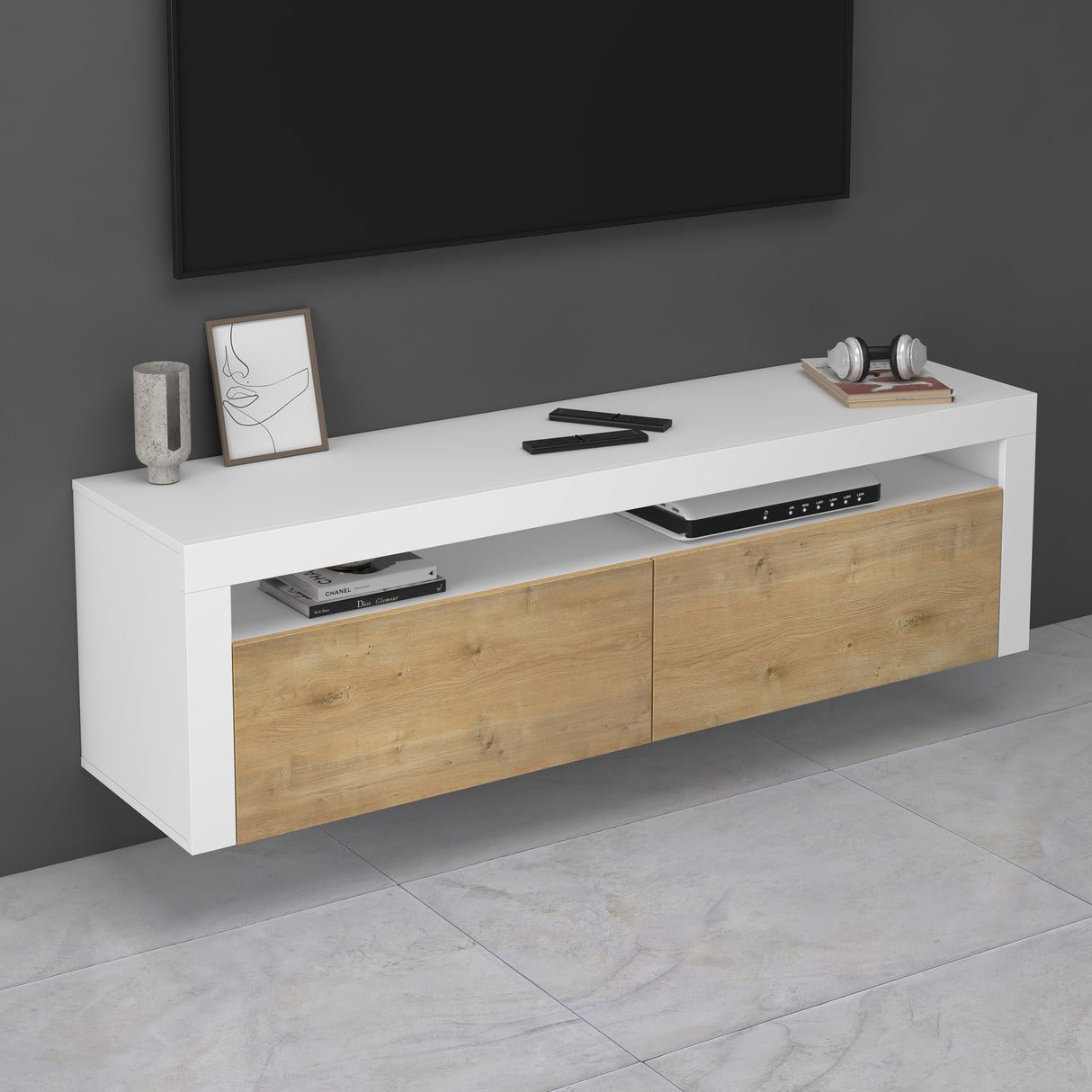 glasvilla Mobile TV per Televisore 160x40x46cm Armadietto per TV con 2 Ante Armadietto Basso Soft-close per Soggiorno, Sala da Pranzo, Camera da Letto Fernsehschrank01