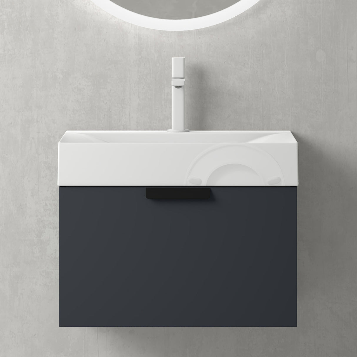 glasvilla Mobile Bagno Sospeso, Mobile da Bagno con Cassetto a Chiusura Soft-Close Include Lavabo, Lonato