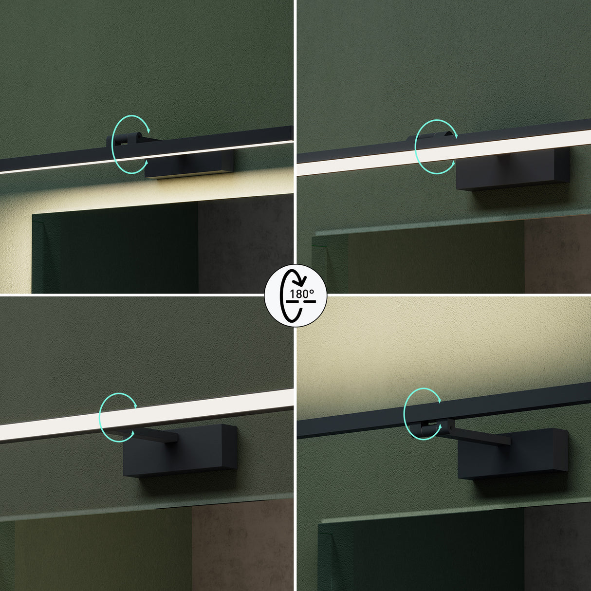 glasvilla Lampada da Specchio LED per Bagno | Lampada a Specchio 4000K, Illuminazione da Parete Ruotabile di 180° 9W Strahlenschön