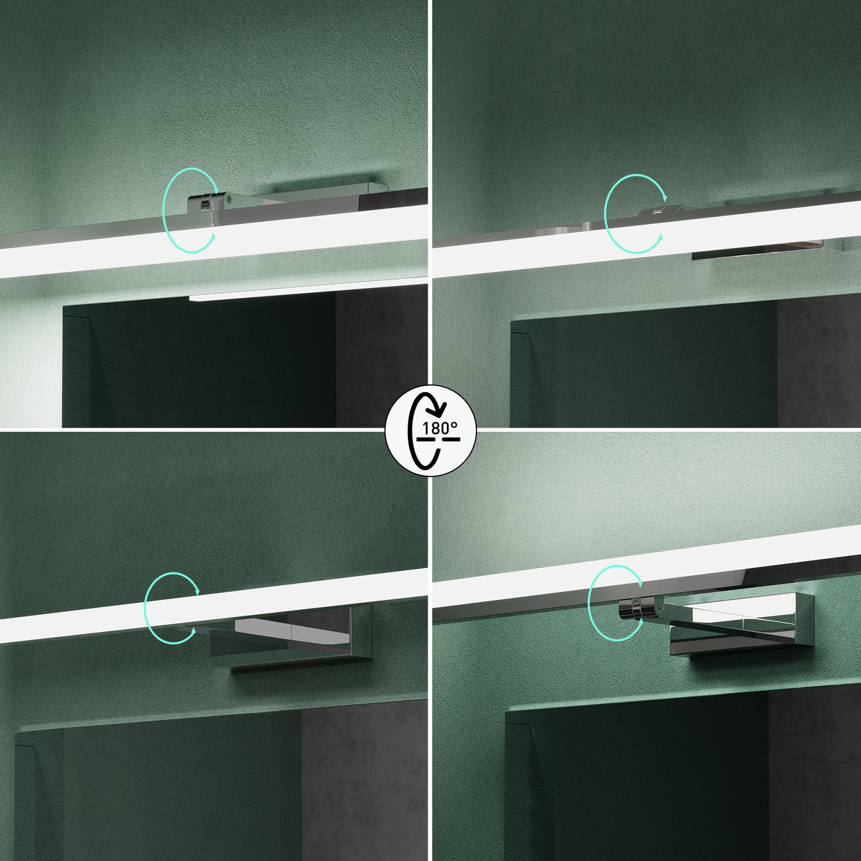 glasvilla Spiegelleuchte 40cm LED Badlampe | Spiegellampe, 6000K Badezimmer Lampe | 180° Drehbar 9W Luxaris