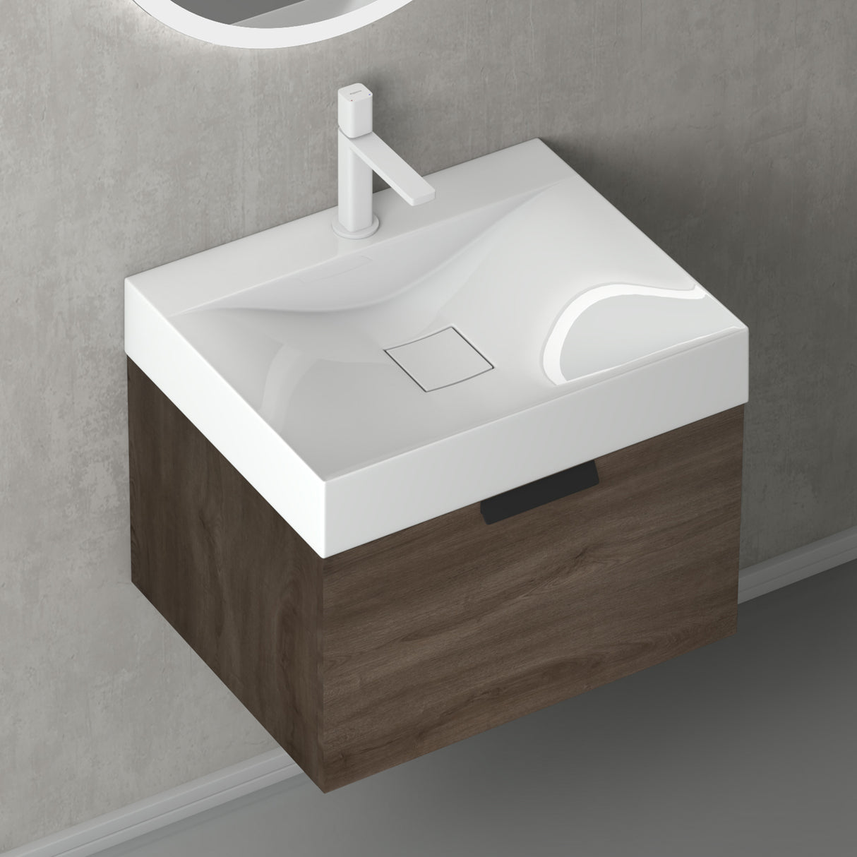glasvilla Mobile Bagno Sospeso, Mobile da Bagno con Cassetto a Chiusura Soft-Close Include Lavabo, Lonato