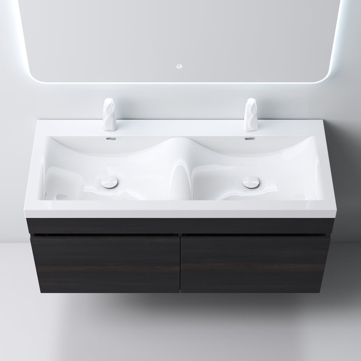 glasvilla Badmöbel Set Badezimmermöbel mit Mineralguss Waschbecken Waschtisch Botanica