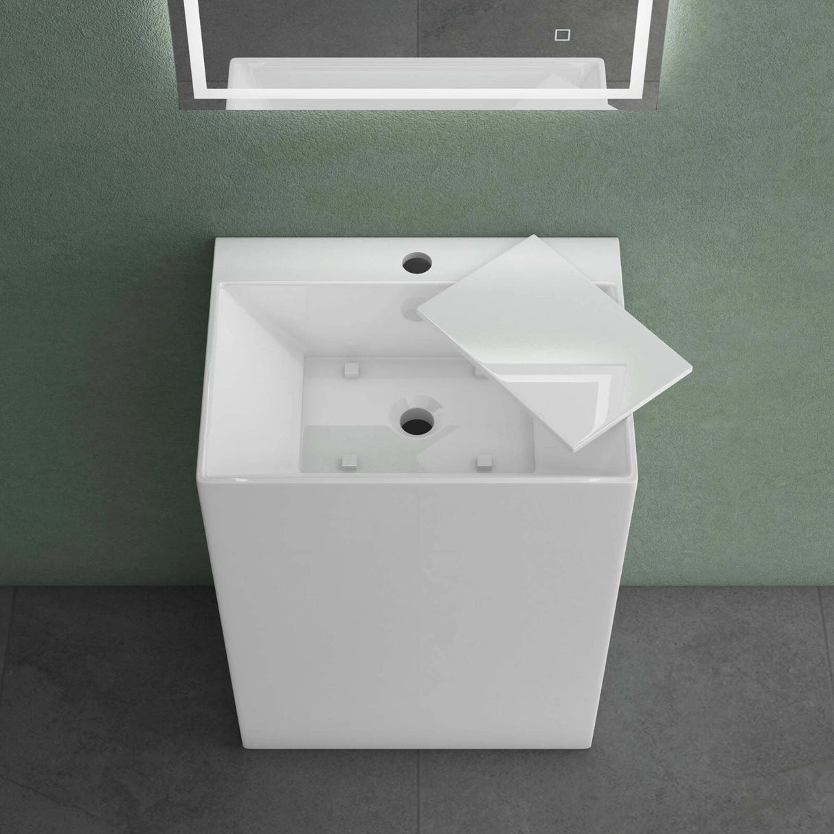 lavabo de diseño glasvilla freestanding Col40 blanco, de mineral, lavabo, BTH: 55x42x85cm