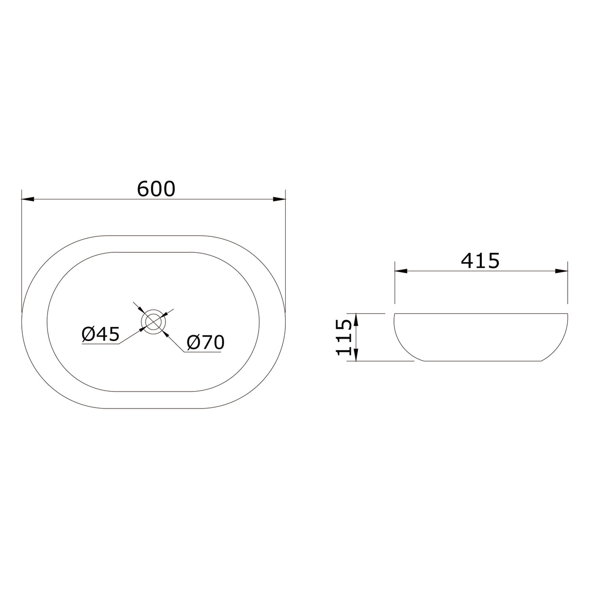 glasvilla Lavabo da Appoggio in Ceramica Lavandino Bagno Bianco Nano Rivestimenti inclusi