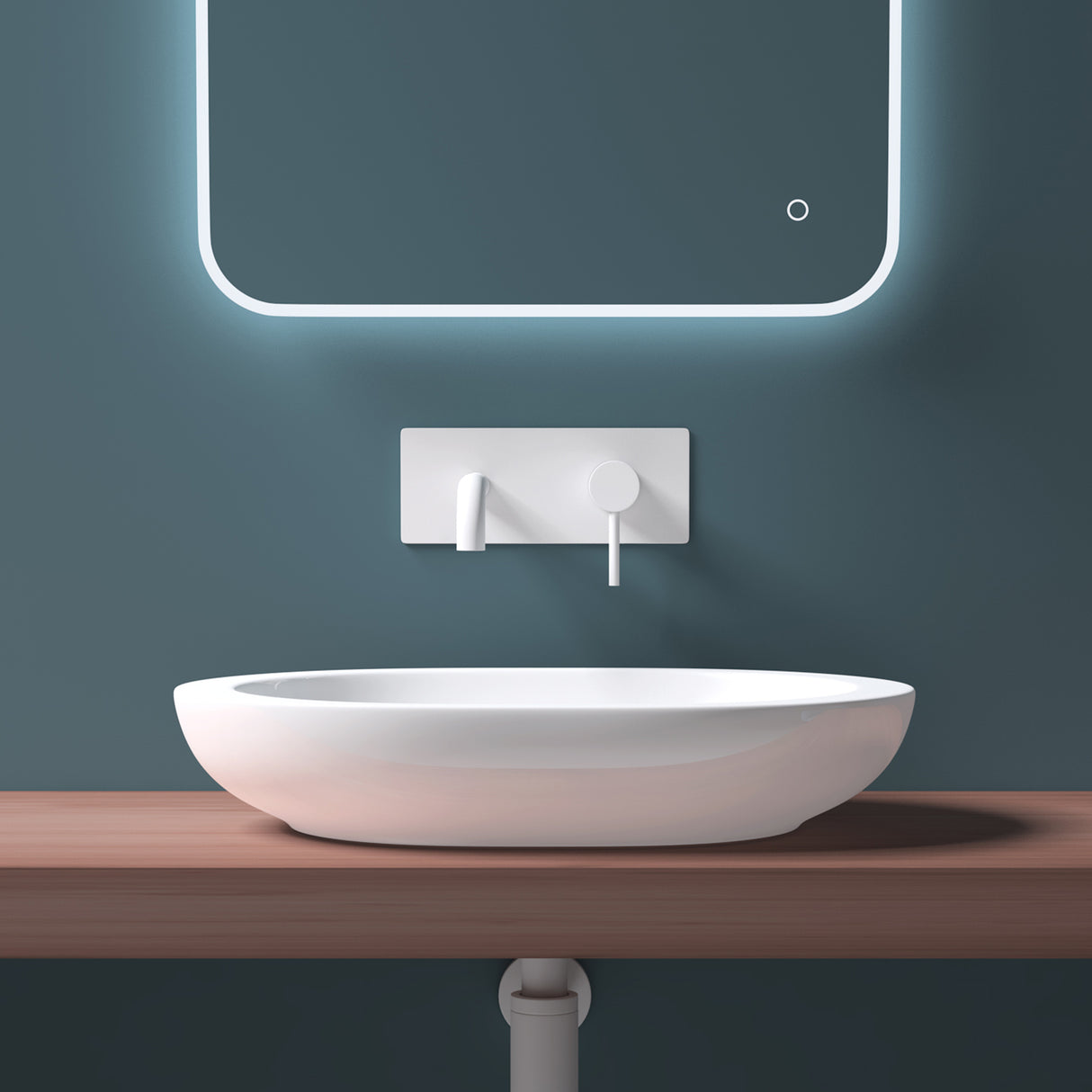 glasvilla Lavabo da Appoggio in Ceramica Lavandino Bagno Bianco Nano Rivestimenti inclusi