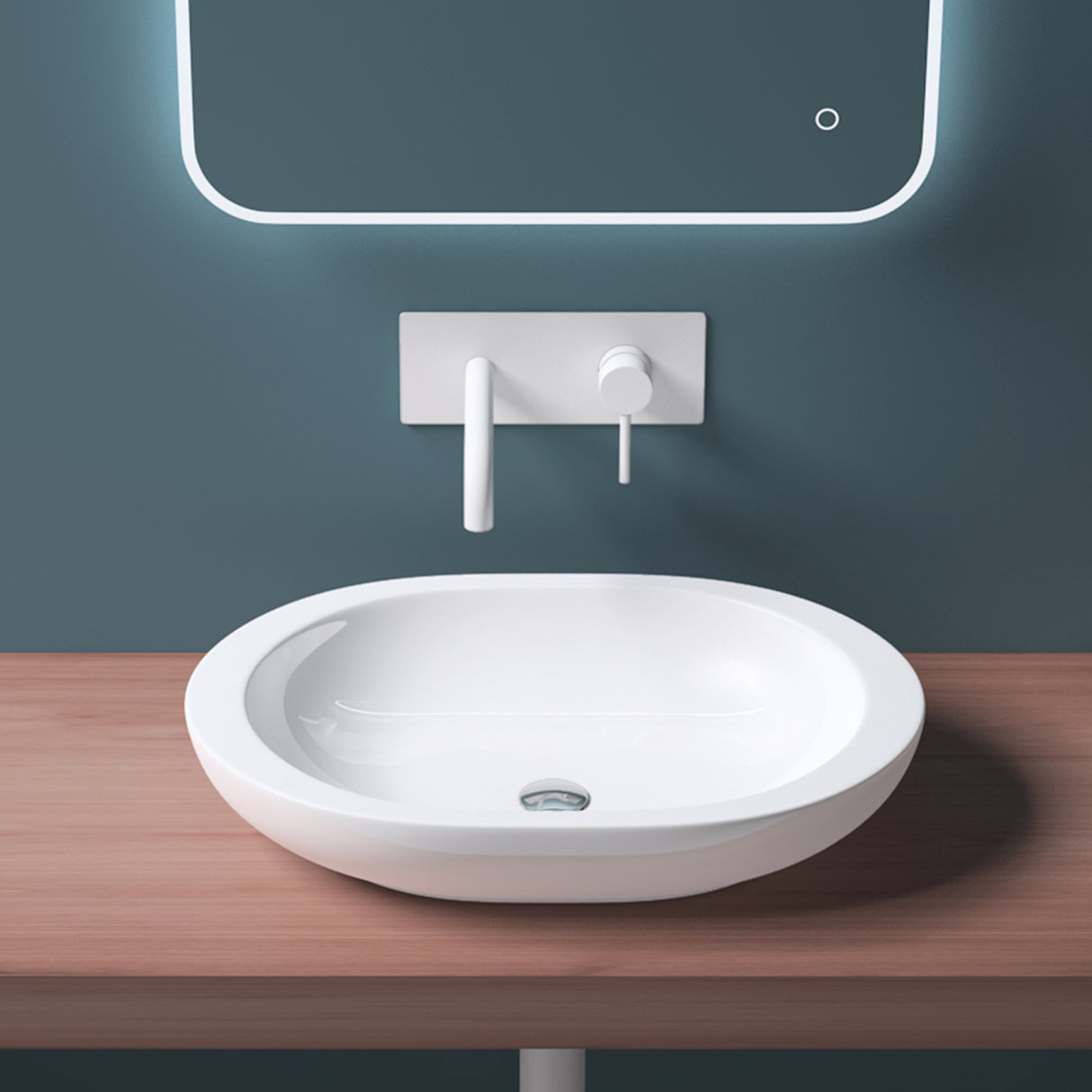 glasvilla Lavabo da Appoggio in Ceramica Lavandino Bagno Bianco Nano Rivestimenti inclusi