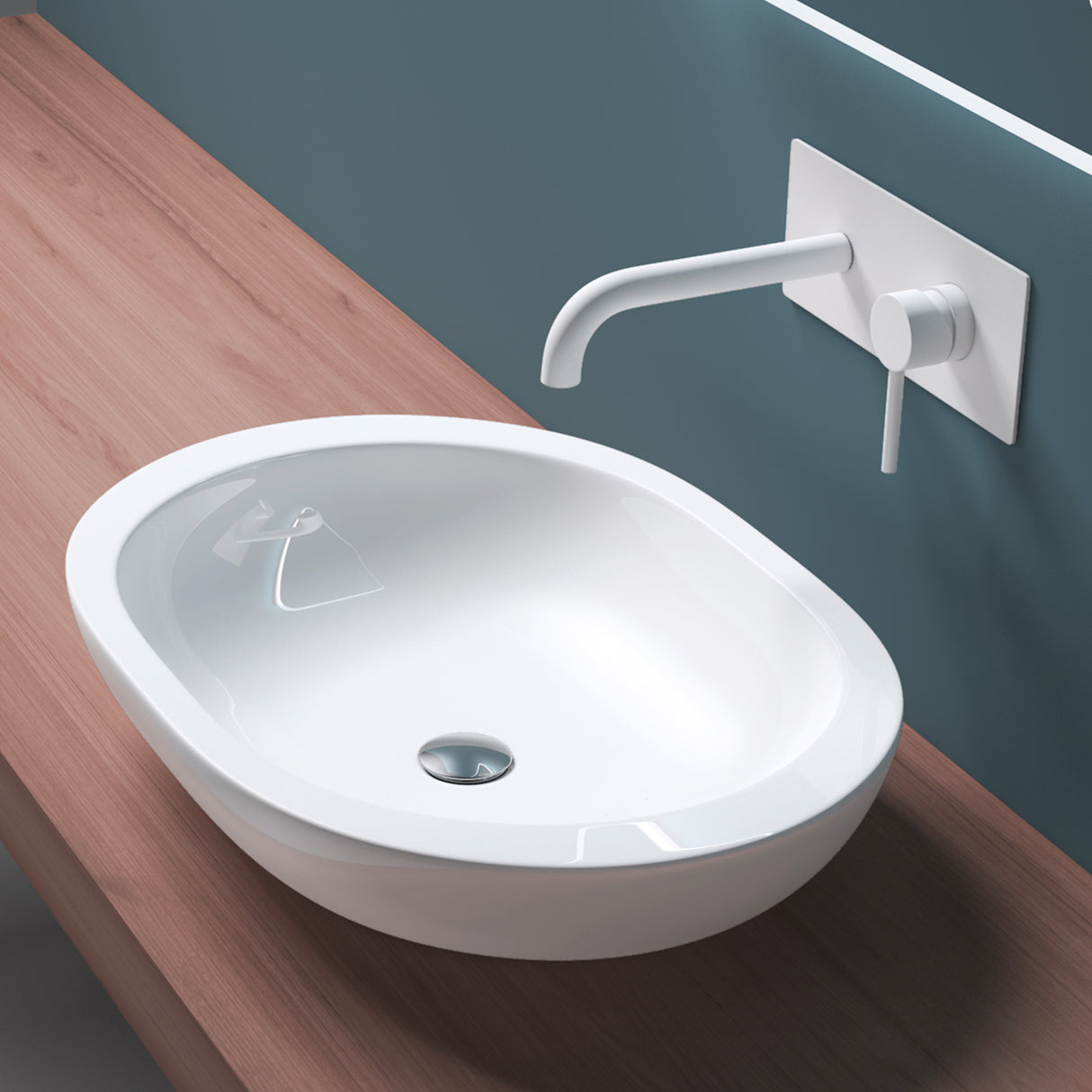 glasvilla Lavabo da Appoggio in Ceramica Lavandino Bagno Bianco Nano Rivestimenti inclusi