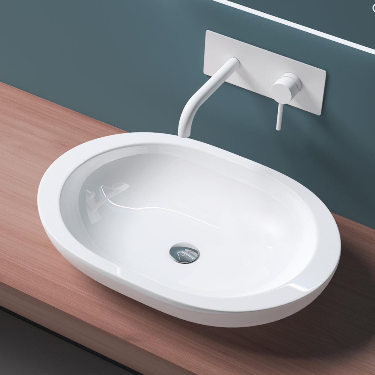 glasvilla Lavabo da Appoggio in Ceramica Lavandino Bagno Bianco Nano Rivestimenti inclusi