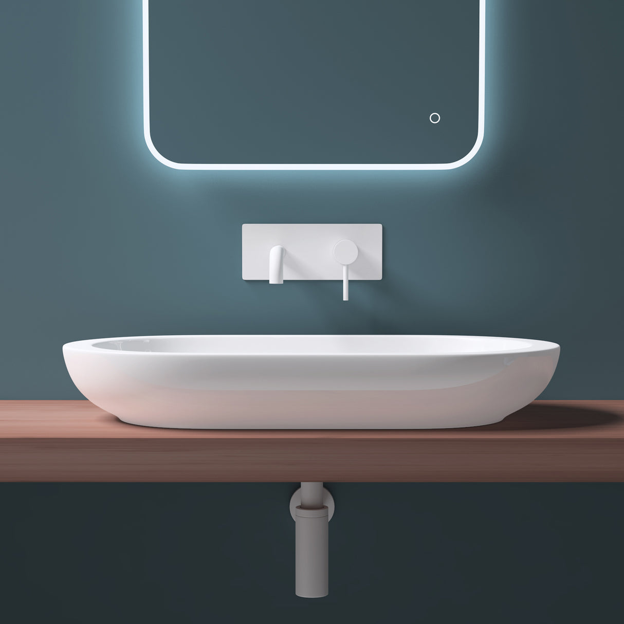 glasvilla Lavabo da Appoggio in Ceramica Lavandino Bagno Bianco Nano Rivestimenti inclusi