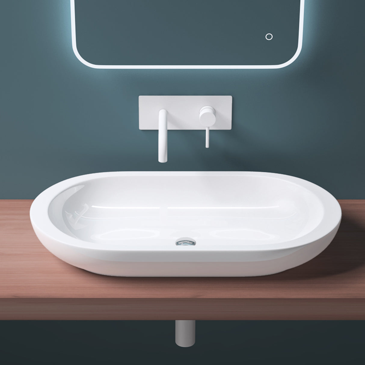 glasvilla Lavabo da Appoggio in Ceramica Lavandino Bagno Bianco Nano Rivestimenti inclusi