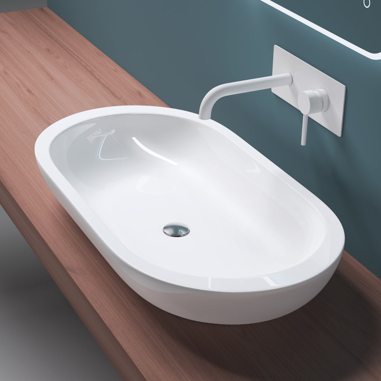 glasvilla Lavabo da Appoggio in Ceramica Lavandino Bagno Bianco Nano Rivestimenti inclusi