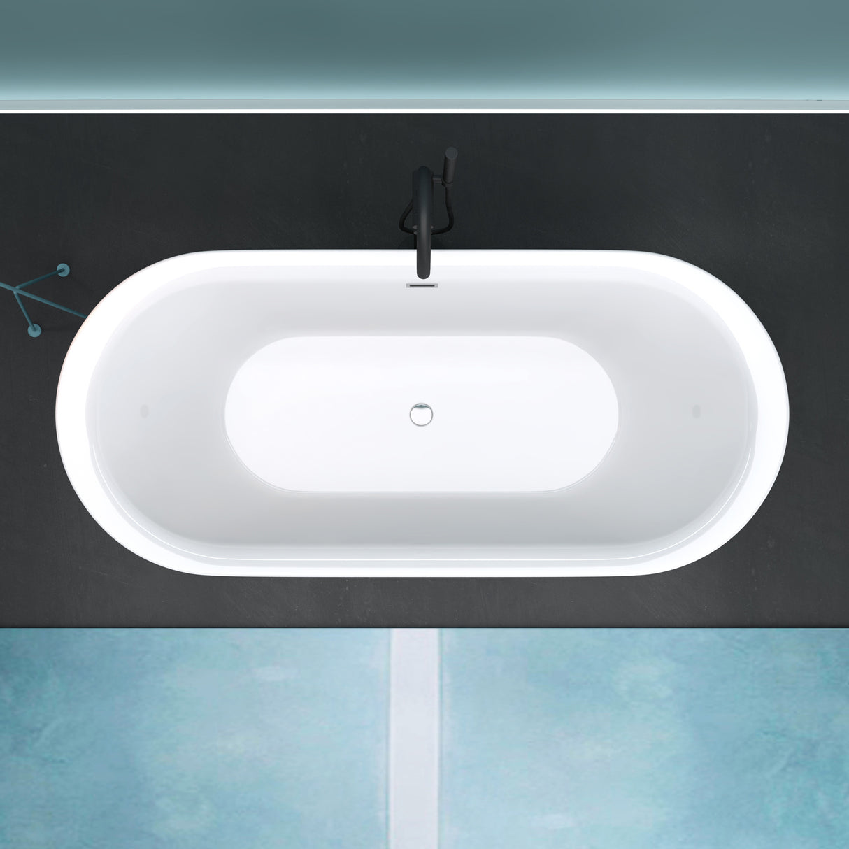 glasvilla Bañera Independiente Acrílico Ovalada Bañera de Acrílico de Pie incl. Kit de Drenaje Pop Up Blanco