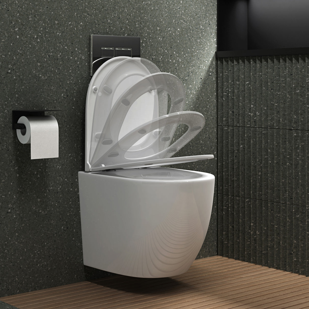 glasvilla Sanitari Bagno Sospeso in Ceramica WC Sospeso senza Brida con Chiusura di Soft Close
