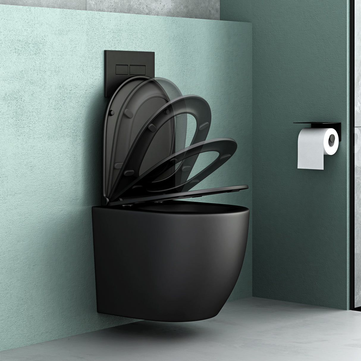 glasvilla Sanitari Bagno Sospeso in Ceramica WC Sospeso senza Brida con Chiusura di Soft Close