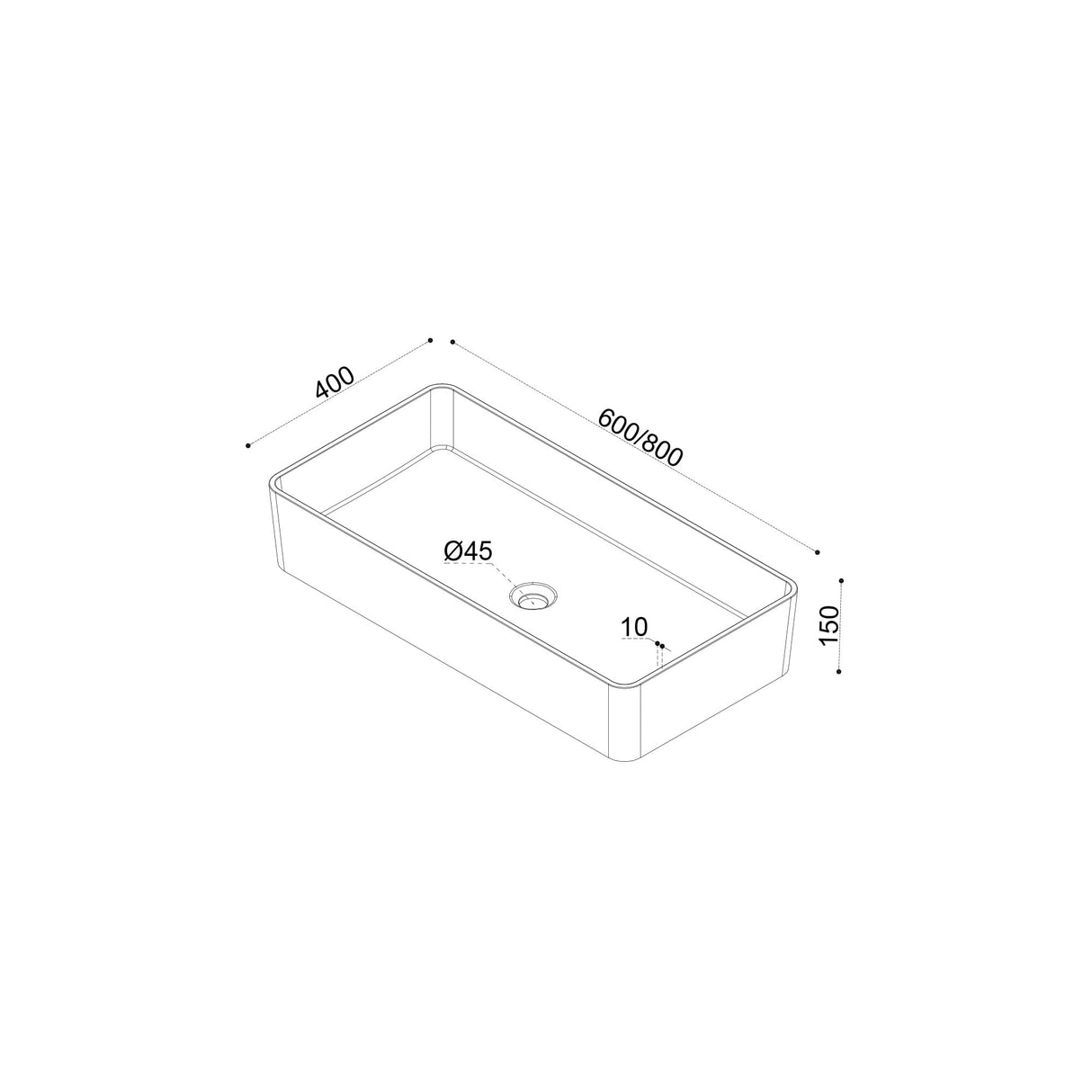 glasvilla Lavabo da Appoggio da Marmo Fuso Lavandino Bagno senza Foro per Rubinetto Col102