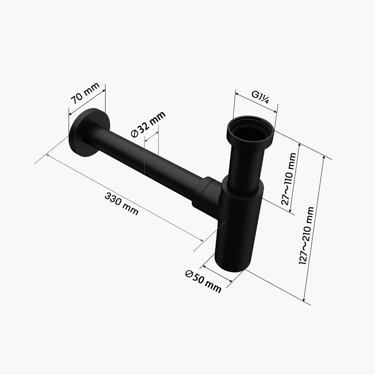 glasvilla Ablaufgarnitur für Waschbecken und Waschtisch Geruchsverschluss, Material: Messing, Anschlussgewinde
