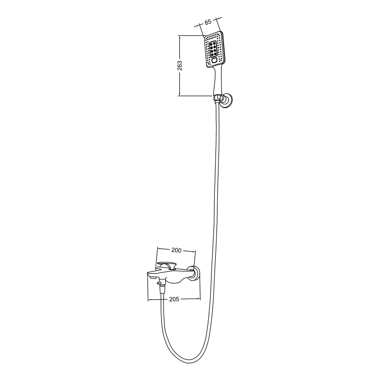 Système de douche Glasvilla avec douchette et mitigeur monocommande, incluant 3 jets.