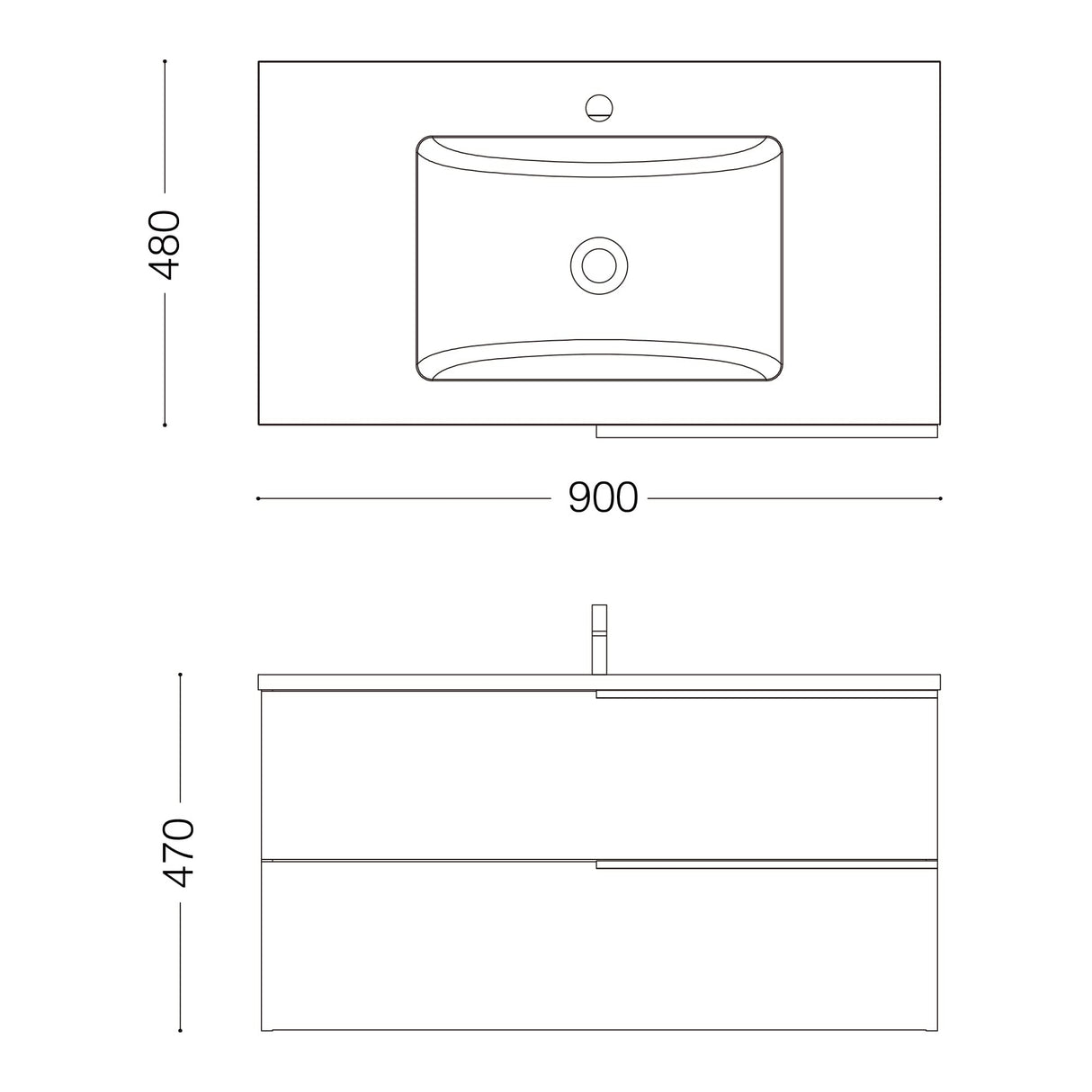 glasvilla Badmöbelset Unterschrank con lavabo mueble de baño 2 cajones lavabo mueble de baño Paestum