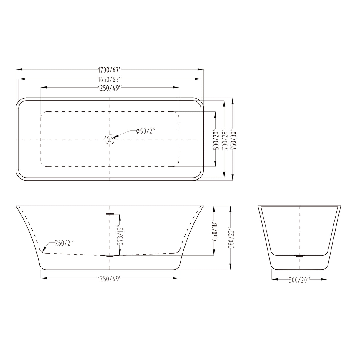 glasvilla Bañera Independiente Acrílico Ovalada Bañera de Acrílico de Pie incl. Kit de Drenaje Pop Up Blanco
