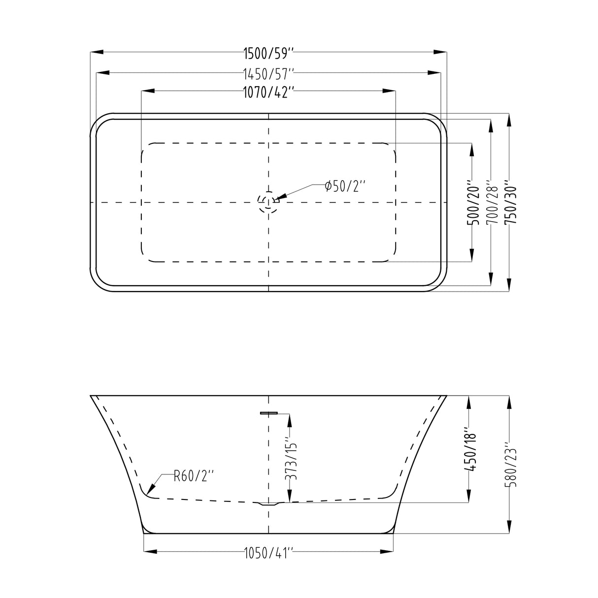 glasvilla Bañera Independiente Acrílico Ovalada Bañera de Acrílico de Pie incl. Kit de Drenaje Pop Up Blanco