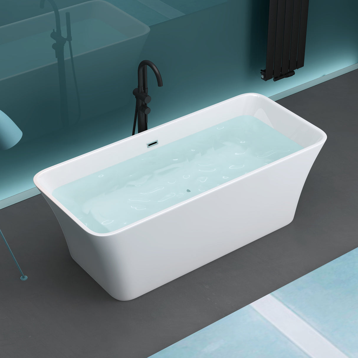 glasvilla Bañera Independiente Acrílico Ovalada Bañera de Acrílico de Pie incl. Kit de Drenaje Pop Up Blanco