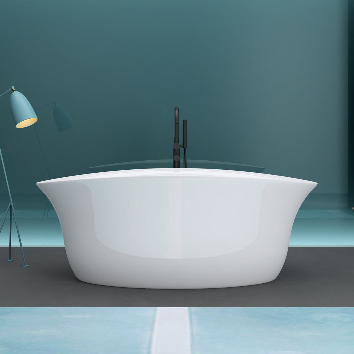 glasvilla Bañera Independiente Acrílico Ovalada Bañera de Acrílico de Pie incl. Kit de Drenaje Pop Up Blanco